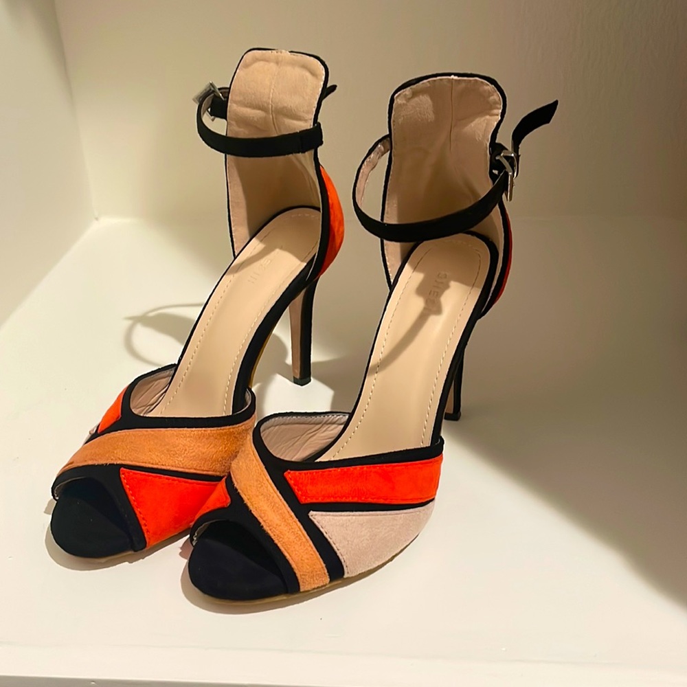 Black orange nude heels from shien